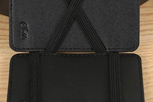 Miniatura 9 de Qwent Billetera de viaje para mujer con clip de cuero billetera plegable billetera mágica para dinero monedero neutro mini cartera para ataúd negro