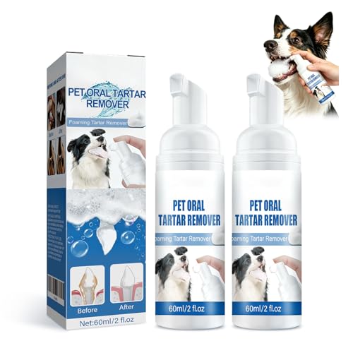 jmtlzo 2PCS Pet Dental Tartar Remover, Foaming Oral Care Cleaner, Teeth Whitening Breath Freshener, No Brushing Daily Dental Cleaning Supplies for Dogs Cats