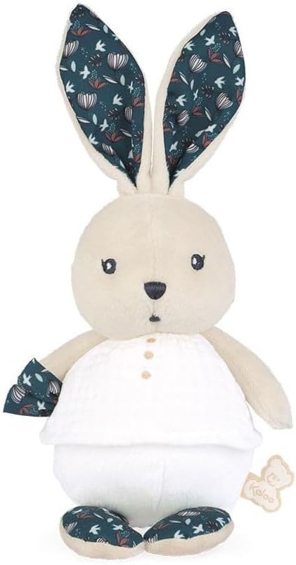 KALOO - K'Doux - Little Rabbit Nature Puppets - White & Blue - Swaddling Material - Plush - 20 cm - from Birth, K969954
