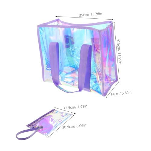1set Large Capacity Beach Tote Hanging Pockets Iridescent Design for Travel Pool Outdoor Activities Spacious Women Bag2