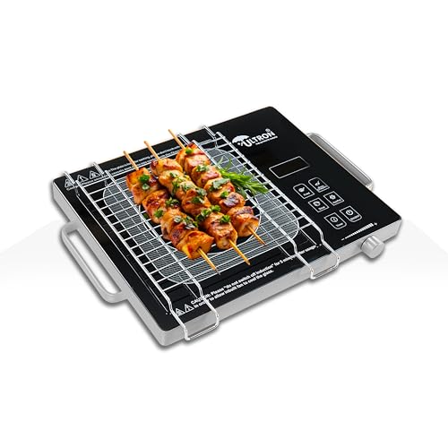 Image of ULTRON Infra SS 2000W Infrared Cooktop with Knob & Touch Control, Ceramic Glass, Works with All Cookware, 4 Cooking Modes, Fast Heating Electric Stove with Free Grill Rack & 1 Year Warranty.