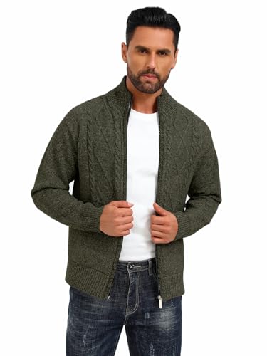 Men's Knitted Full Zip Cardigan with Fleece Lining