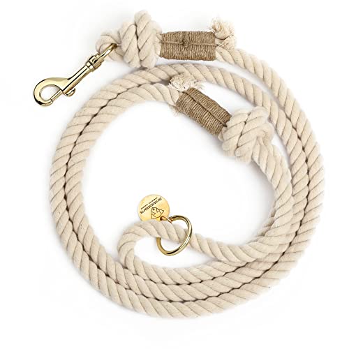 Handmade Cotton Rope Dog Leash 5ft – Heavy Duty Clasp, Durable & Soft Lead for Medium Large Dogs – Boho Pet Leash for Walking, Training, Outdoor Use