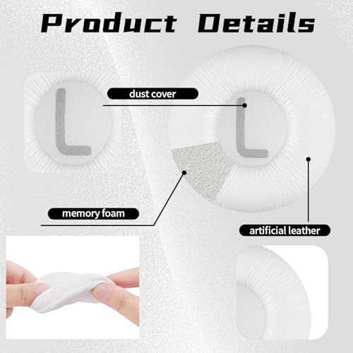 1 Pair Ear Pads Replacement, Earpads Cushions for JBL Tune 500BT 450 450BT 510BT 520BT JR300BT JR310BT Headphones (Not Suitable for Tune 600btnc) with Memory Foam, Soft Protein Leather by Erioscar - Used condition - Image 4