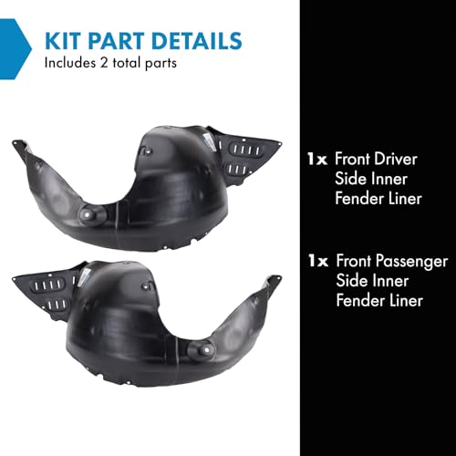 Image of TRQ Front Inner Fender Liner Set Compatible with 2015-2021 Kia Sedona KI1248148 KI1249148