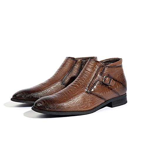 Solacozy Men's Patent Leather Boots High Top Round Toe Chelsea Boot Chelsea Dress Boots Zipper Pointed Toe Casual Boots Chukka Ankle Boots Formal and Casual Boots Black Brown Brown 10