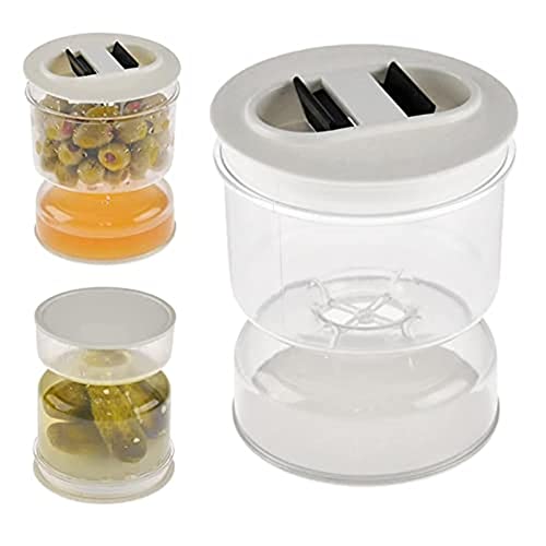 Ailovone pickle jar Pickle and Olive Hourglass Jar Dry and Wet Dispenser flip jar pickle container Pickle and Olives Jar Container with Strainer zum Einlegen, Versiegeln und Aufbewahren(1) Cover