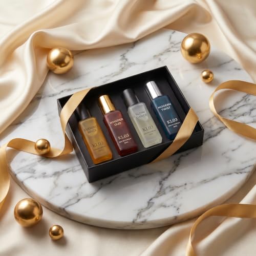 Image of Long Lasting Perfume Gift Set for Man and Woman | EDP 4x20ML | Ideal Gifts for Men, Women, Christmas, Secret Santa, Work, New Year | Bergamot, Patchouli, Cedar and Sandalwood