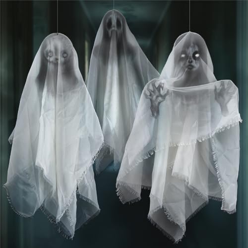 Cheerland Hanging Ghost Halloween Decoration Creepy Floating Ghost Garland Flying