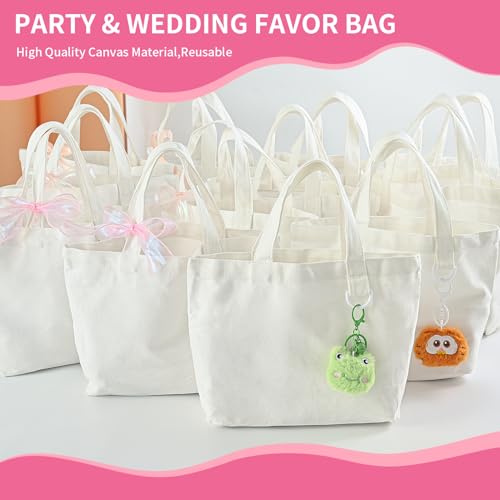 12-Pack Small Canvas Tote Bags, Mini Tote Bags Bulk, DIY Craft Set, White by KIDJFGG - Used condition - Image 3