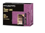 Max Factor, Pudełko upominkowe dla kobiet Teddy Chic, miękka torebka z tuszem do rzęs z tuszem do rzęs Divine Lashes + paleta cieni do powiek Masterpiece Nude Cappuccino