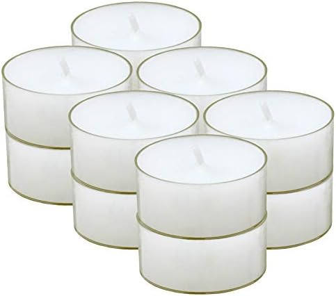 Clear Tealight Candles, 12 Pack, White | 4.5 Hour Long Burning Unscented Clear Cup Tea Light Candles | for Home, Travel, Weddings, Shabbat, & Emergencies