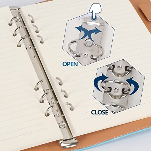 Colacoo A5 Notebook Binder, A5 Pu Leather Binder 6 Ring Planner Loose Leaf Personal Organizer Binder Cover For A5 Filler Paper, Binder Pockets,Refillable Inserts With Magnetic Buckle Closure- Blue #TOP3