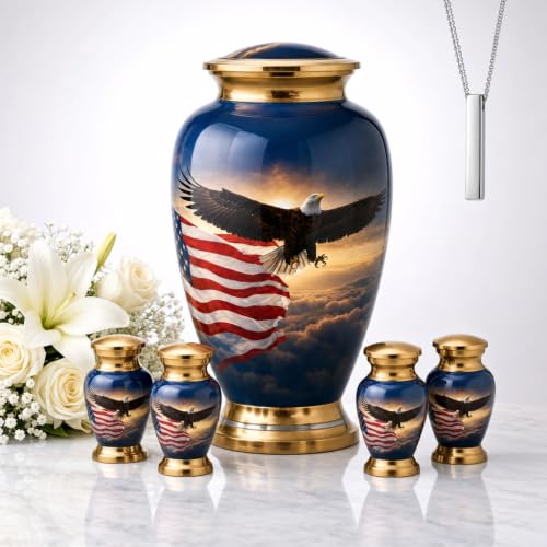 AmericUrn Military Eagle Cremation Urns for Human Ashes Adult Male Set of 6