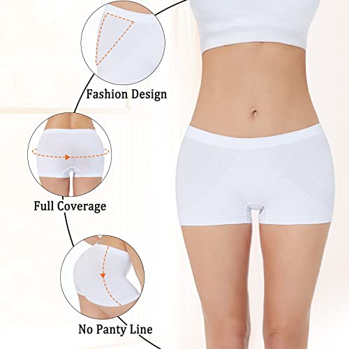 Sudally Boy Shorts Underwear For Women, Seamless Nylon Stretch No Show Boyshort Panties Boxer Briefs Packs #TOP1
