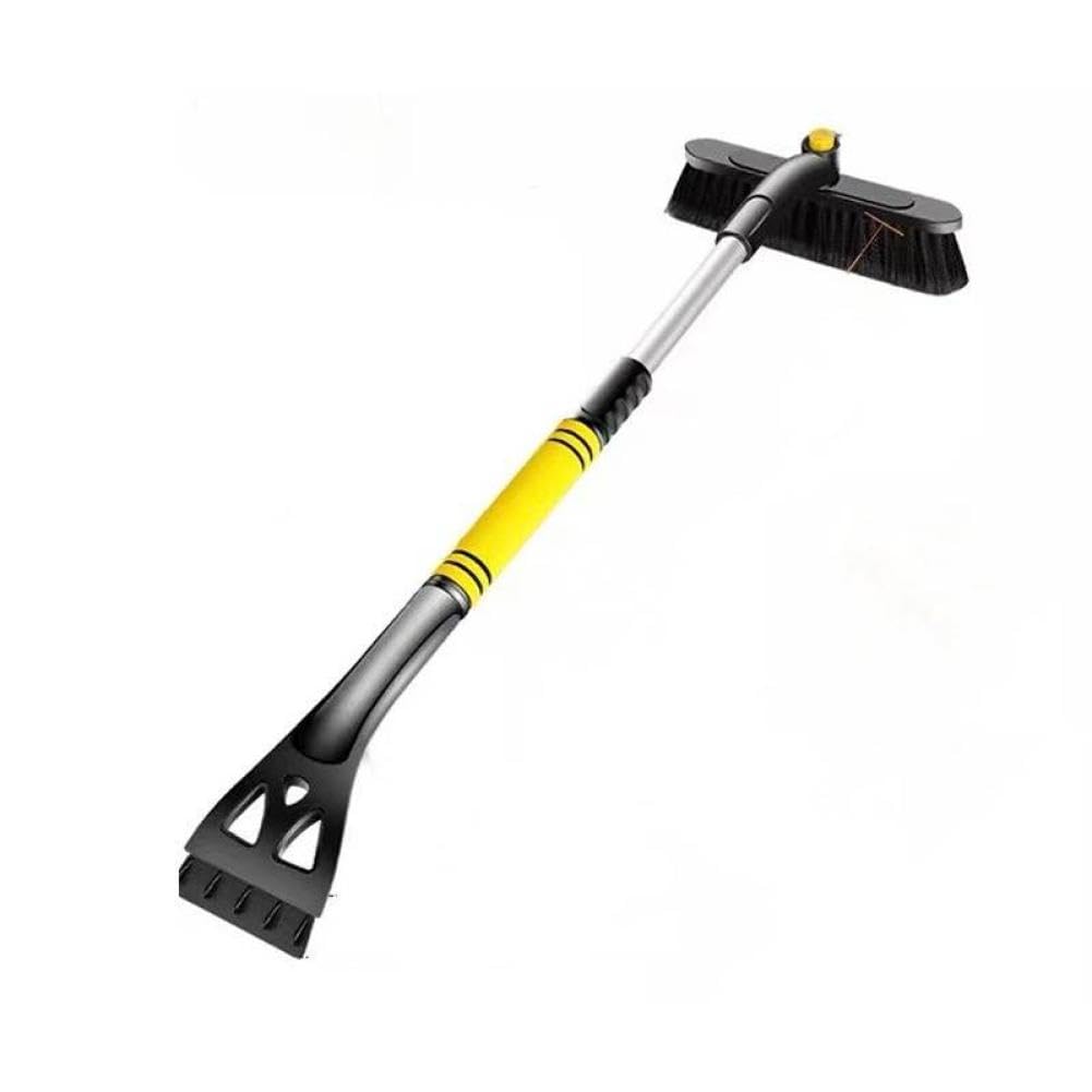 3 in 1 Auto Spazzola da Neve Raschietto per Ghiaccio Parabrezza Invernale Neve Spazzare Sbrinamento Strumento Antighiaccio Pala da Neve Telescopica Rimovibile(Yellow)