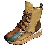 Schließmethode: Schnürung Stiefel Atmungsaktive Damen-Thermoschuhe Mode Schnürstiefel mit dicken Sohlen Lässige Retro-Damenstiefel Meindl Herren (Yellow, 40)