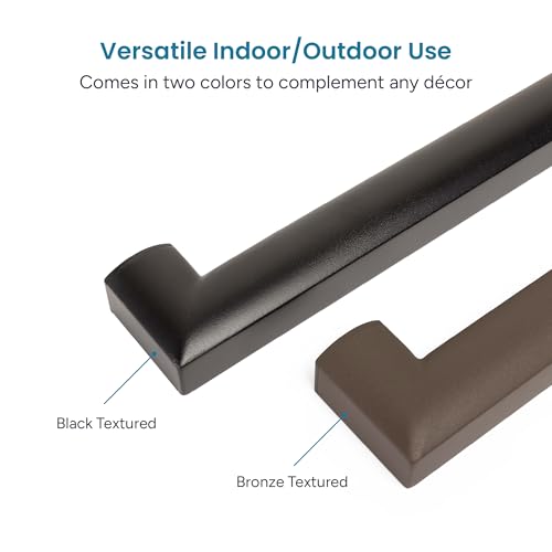 Complete Aluminum Handrail KIT - Wall Mount Brackets with Hardware, Indoor & Outdoor, Powder Coated, Comfortable Grip, Stronger ADA Design, Stylish Look (Black Textured, 4' Length) by Meranti Home + Garden - Image 9
