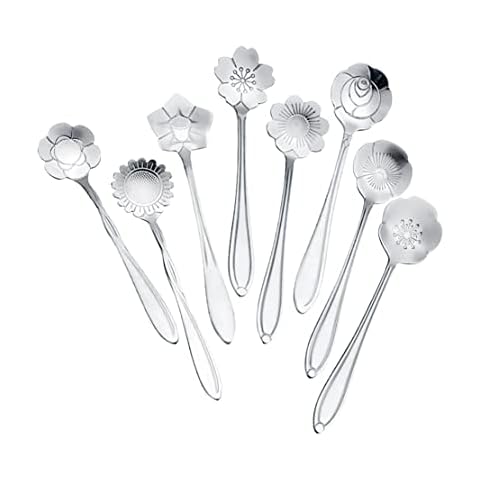 QNCIGER 5-Inch Coffee Spoons, Drink Stirring Spoon for Dessert, Latte, Ice Cream, Tea (Set of 8, Silver) Cover