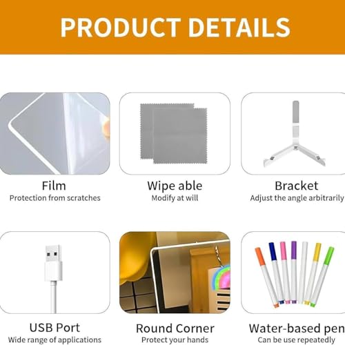 Image of One94Store LED Acrylic Writing Board with Light & 7 Pens | 30x20 cm DIY 3D Rewritable Message Pad | Personalized Night Lamp & Display Board for Home, Office Desk, Kids & Gifts