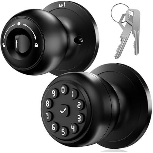 Smart Door Knob with Keypad, Keyless Entry Door Lock with Code, Black