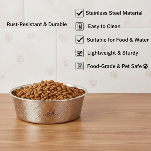 Image of Diamond Plated Anti-Skid Stainless Steel Water and Food Feeding Bowl for Large to Extra Large Dogs |Stainless Steel | Anti-Skid | Easy to Clean Pet Feeder - 4200ML