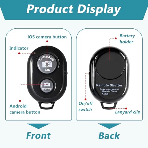 2 Stück Bluetooth Fernbedienung, Bluetooth Auslöser Android iphone, Selfie Bluetooth Kamera Auslöser, kabellose Fernauslöser für iOS und Android Smartphones, ideal für Selfies und Gruppenfotos