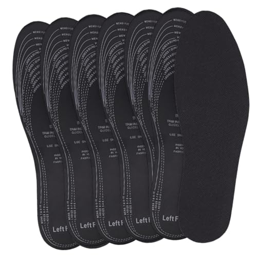 6 Pair Pack Anti Odour Shoe Insoles Set,Comfort Insoles Cushioned Shoe Inserts Replacement,Arch Support Insoles for Trainers Sports Shoes Work Boots Shoes,Shock Absorbing Inner Soles