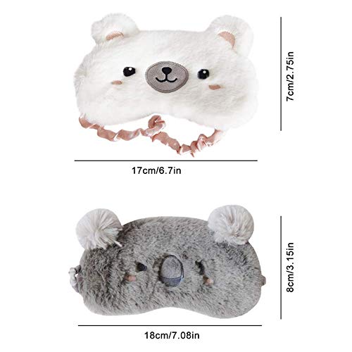 Elecharm 2 Pack Cartoon Animal Sleep Mask Soft Plush Blindfold Eye Masks Eye Cover For Women Girls Travel Nap Night Sleeping (2-Pack Koala Bear)) #TOP4