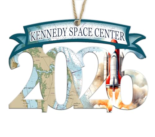 MapMom Kennedy Space Center, FL 2026 Shaped Souvenir Wood Map Ornament | 4” Wood Hanging Map Ornament with Artwork & | Perfect for Wine Bottles, Gift Bags, or Christmas Tree