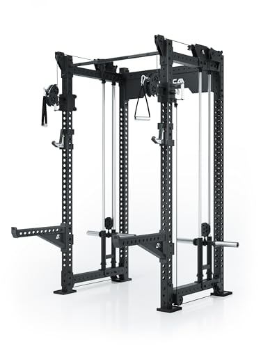 ATLETICA R8 Bradley Power Rack | Plate Loaded | Entraîneur fonctionnel avec élément Power Rack et station de traction à plaque | Extensible de manière modulaire avec Multipresse et Jammer Arms