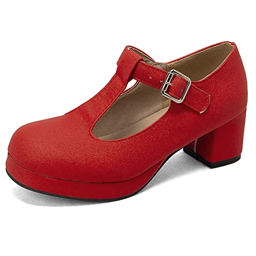 Escarpins femme à talon bloc Lizoleor en rouge taille 40 pour un style élégant et décontracté