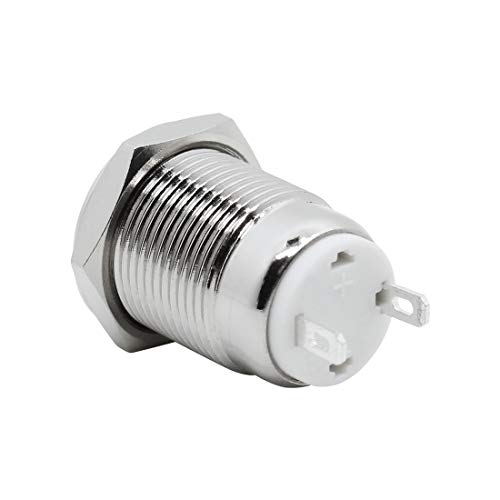 Coolais 12mm Mini Push Button Switch Momentary Waterproof Metal Push Button Micro Switches SPST NO Momentary Switch 3A 250V 5 Sets/Pack PBSM-01 (Flat Head)