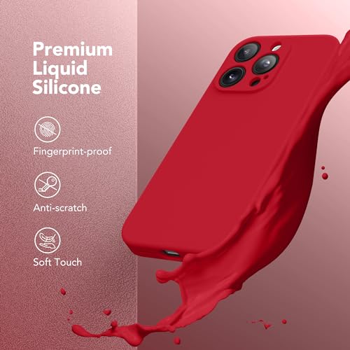 Image of Magnetic for iPhone 13 Pro Max Case, Compatible with MagSafe, [Full Camera Protection][Screen Protector] Silicone Shockproof Protective Phone Case for iPhone 13 Pro Max 6.7 inch, Deep Red