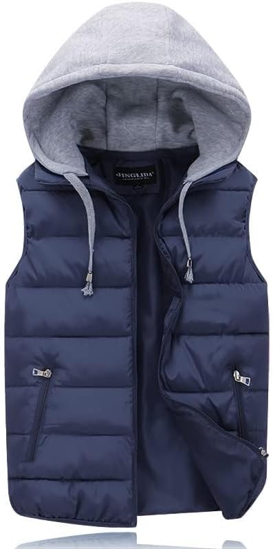 Gihuo Women's Puffer Vest Zip Up Quilted Padded Winter Hooded Vest Warm Jacket Outerwear Vest