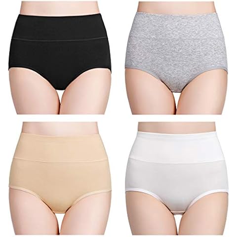 wirarpa Bragas Mujer Algodón Talle Alto 4 Pack Multicolor Talla M Cover