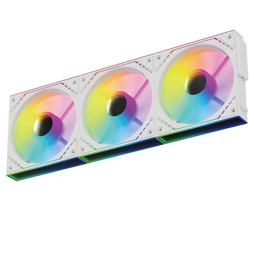 Thermalright TL-M12QW-S X3 Triple Pack ARGB Case Fan, Cable-Free Connection Between Fans, Customizable Infinity Mirror Lighting Effects,Simple Cable Management-White ARGB