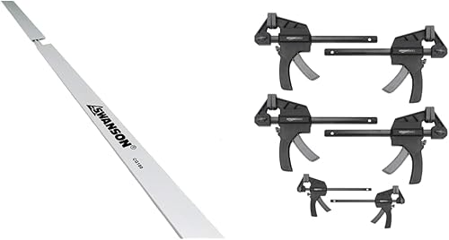 Swanson Tool Co CG100 - Guía de corte de aluminio anodizado de 100 pulgadas con juego de abrazaderas de gatillo Tienda Basics