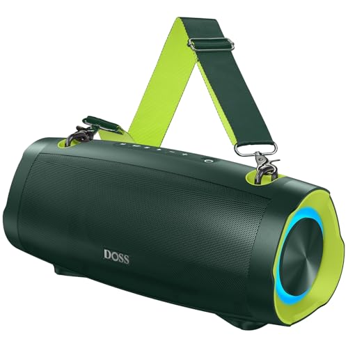 Image of DOSS Extreme Boom Pro D100 Bluetooth Speaker with 140W Peak, 70W Bold Sound, Extra Bass, 24H Playtime, Beat-Sync Lights, Built-in Power Bank, IPX6 Waterproof, Portable Strap for Outdoor, Camping-Green