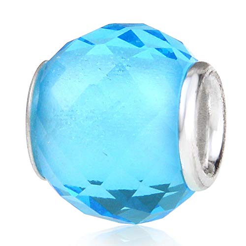 Murano Lampwork Charm 925 Sterling Silber Geburtsstein Charm Geburtstag Jahrestag Charm für Pandora Bettelarmband (hellblau) 5 Murano Lampwork Charm 925 Sterling Silber Geburtsstein Charm Geburtstag Jahrestag Charm für Pandora Bettelarmband (hellblau)