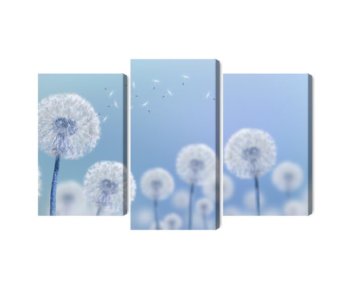 Tableau sur toile pissenlits fond bleu moderne 150x100 cm décoration murale salon et chambre