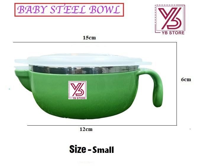 Image of Baby Stainless Steel 1 Bowl with 1 Spoon Set for Children,Baby Feeding Bowl,Stay Warm Bowl,BPA Free,Multicolor