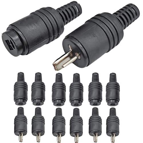 Sariputa 12 pièces Connecteurs DIN Haut-parleur 2 broches avec bornes à vis, 6 paires de fiches câble HiFi, Mâle et Femelle, sans soudure