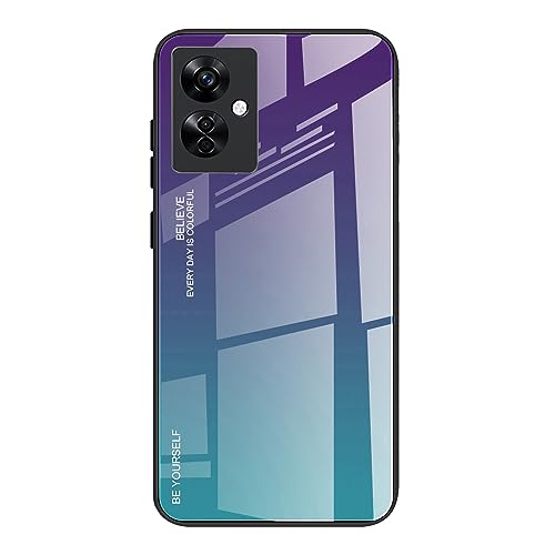 Dedux Funda para Vivo V29 Lite 5G, Carcasa Degradado de Color Vidrio Templado Anti-rasguños Funda, TPU de Silicona Suave Case Cover (Violeta/Verde)