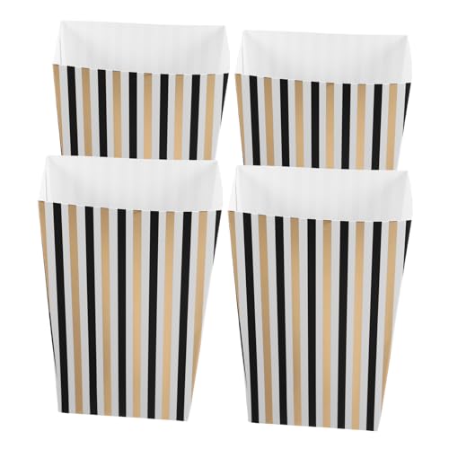 PACKOVE 4pcs Boxes Chic and Striped Popcorn Boxes Reusable Snack Holders for Parties Birthdays and Holidays Elegant Party Supplies for Adults