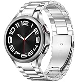 Wepro Pulseira de metal de aço inoxidável para Galaxy Watch 7, 5, 4, 44 mm, 40 mm, FE 5 Pro, 45 mm, 6, clássica, 47 mm, 43 mm, 4, clássica de 46 mm e 42 mm, masculina e feminina de 20 mm, prata de