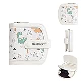 CFUN YA Cute Dinosaur Printed Women’s Short Wallet, Compact and Large Capacity PU Leather Wallet with Zipper, Card Slots, and Coin Pocket (Ivory)