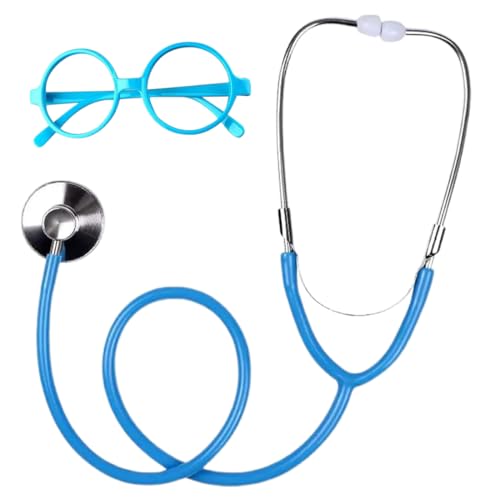 OUDQFCJ Giocattoli da medico per bambini con stetoscopi realistici, occhiali portatili, giochi di ruolo, stetoscopi e giocattoli di simulazione per 3-4 - 5 anni in metallo
