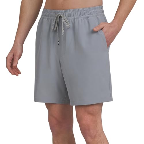 Quiksilver Men's Regular Fit Stretch Waist Water Friendly Active Hybrid Shorts, Smoked Grey, Medium
