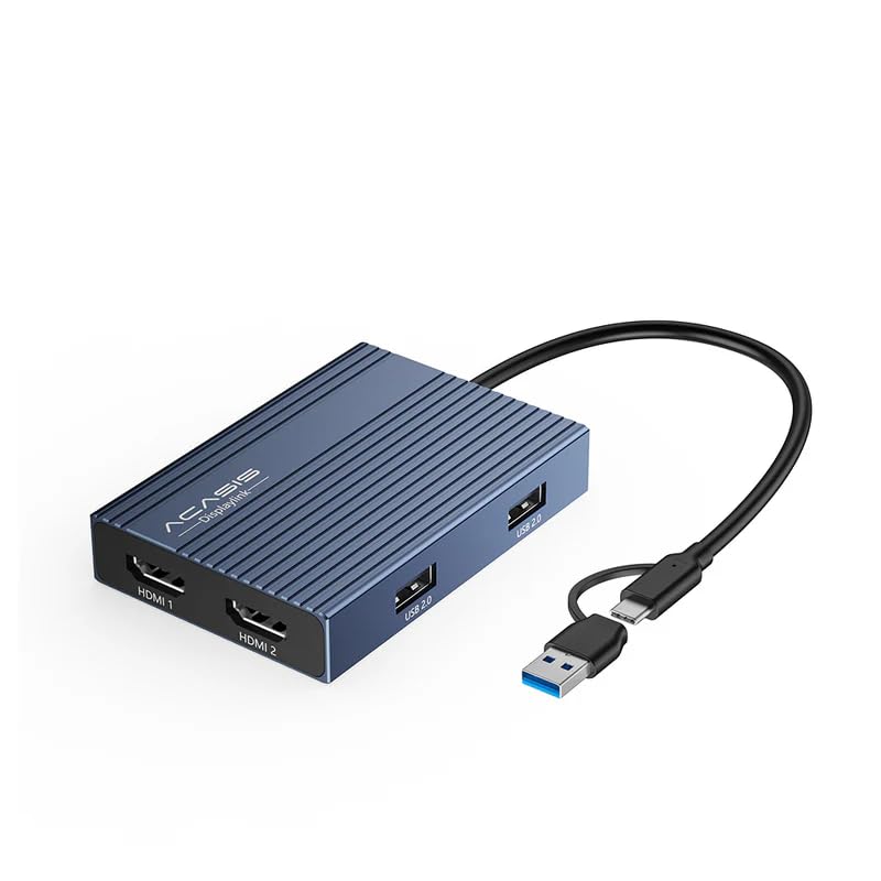 ACASIS USB C to Dual HDMI DisplayLink Adapter, 4K@60Hz, 2 HDMI & 3 USB-A Ports, 100W PD Charging, USB C DisplayLink Docking Station for Mac M1/M2/M3/Windows,USB A/C to Dual Monitor Adapter-image-48